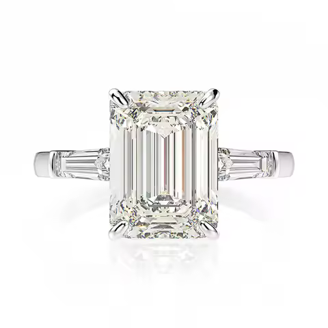 OEVAS 8*11mm 4.5ct Emerald Cut Moissanite Rings S925 Silver 18K Gold Plated For Women Lab Diamond We
