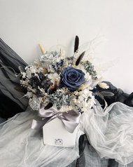 伊登花室 永生玫瑰 繡球花 方白瓷乾燥桌花