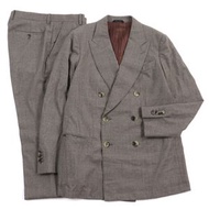 成色極佳的GIORGIO ARMANI Armani 2022款NAPOLI雙排扣西裝，96%羊絨，全袖口，ブラウン格紋，尺寸48R。含衣架和衣物收納袋。正品，義大利製。