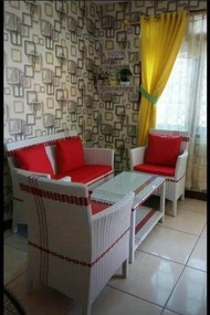 (ready stok)kursi tamu model hawai rotan sintetis +kaca meja