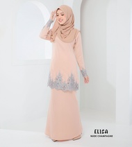 KURUNG MODEN ELISA WARNA NUDE CHAMPAGNE LACE GREY / BAJU RAYA 2022