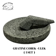 Original Indonesia Stone-Cobek Batu &amp; Ulekan Sambal /Lesung Gesek / Lesung Batu / Mortar and pestle