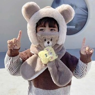 Fur Hat and Mask Set with Scarf for Baby