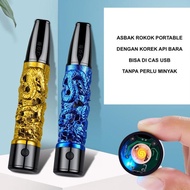 Terlaris IMPOR ASHTRAY PIPA ASBAK PORTABLE MOTIF NAGA BAHAN METAL DENGAN KARET PELINDUNG MUAT SEMUA 