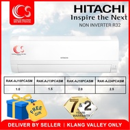 Hitachi 1.0 HP/1.5 HP/2.0 HP/2.5 HP Wall Mounted Non-Inverter R32 Air Conditioner / Air Cond RAK-AJ10PCASM / RAK-AJ13PCASM / RAK-AJ18PCASM / RAK-AJ24PCASM Deliver by Seller (Klang Valley area only)