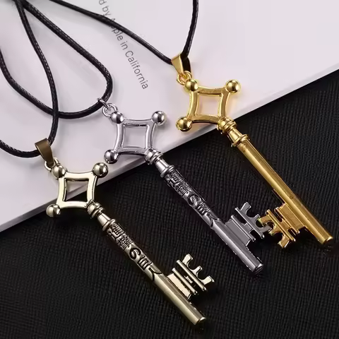 2024 Attack On Titan Necklace Eren Key Shingeki No Kyojin Pendant Fashion Vintage Retro Anime Jewelr