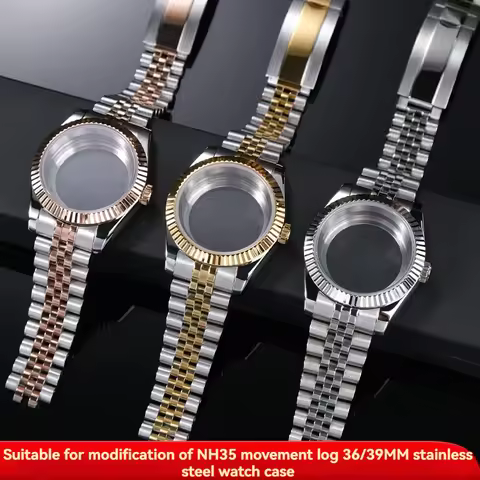 36mm 39mm Sapphire Glass Watch Case for Rolex Datejust NH35 NH36 Movement - Stainless Steel Waterpro