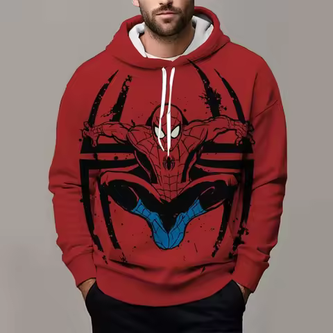 MINISO Men's Hoodie Spiderman Boys Girls Hoodie 3D Printing Marvel Pullover Fashion Men's Hoodie Ove