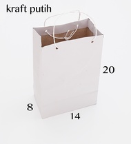 paperbag PUTIH 14 x 20 isi 12 paper bag polos kraft tas kertas samson shopping souvenir goodie doff