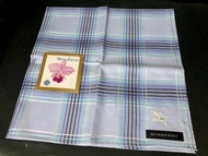 J0830 英國倫敦名牌手帕 Burberry 手帕 絲巾 領巾 炫藍格紋(48cm)