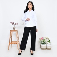 KEMEJA Women's Casual Shirt White Black Shirt Women's Work Office Formal Long Sleeve White M NEW K9E