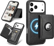 Antsturdy Compatible with MagSafe 2 in 1 Detachable Magnetic Phone 17 Pro Case Wallet with AirTag Ho