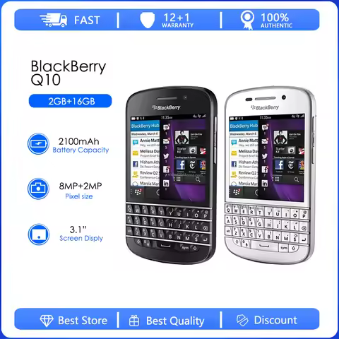 Blackberry Q10-1-3-5 Refurbished-Original Q10 Cell Phone 3.1" Dual Core 8MP 2GBRAM 16GB ROM 3G &4G G