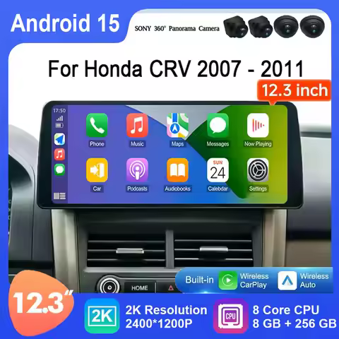 12.3 Inch For Honda CRV CR-V 2007-2011 Car Radio GPS Wireless Bluetooth Carplay Android 15 Multimedi