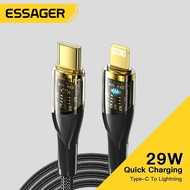 Essager USB C Cable To Lightning Cable for IPhone 14 13 Pro Max XR 8 PD 29W Fast Charging Transparent Cable MBk Pro Type C Cable