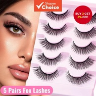 Cat Eye False Eyelashes Five Pairs Natural Delicate Synthetic Mink Cross Style Reusable Extensions W