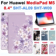 For Huawei MediaPad M5 8.4'' SHT-AL09 SHT-W09 Fashion flowered Cover High Quality leather MediaPad M5 8.4 inch Flip Stand Tablet Protective case