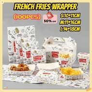 Fries Paper 100Pcs Holder Fries Pouch Shawarma Burger Wrapper Greaseproof Paper Graham Bar Packaging