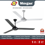 Morgan Ceiling Fan (60 Inch/80W) 3-Blades 5-Speeds Control Regulator Ceiling Fan MFC-EURUS 360BK (Black) / MFC-EURUS 360WH (White)