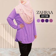 [XS-7XL] TUDIAA ZAHRAA COTTON - Tshirt Muslimah Basic Long Sleeve Blouse Cotton Plus Size / Baju Size Besar