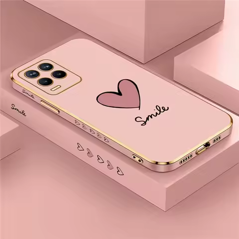 Fashion Electroplated Love Heart Phone Case For OPPO Realme 8 6 3 9 10 Pro Plus 8i 9i 5i 5s 6s Soft 