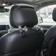 [WEI] Car Headrest Hooks Shiny Rhinestone Bow Ornament 10lbs Load Capacity Universal Auto Hangers fo