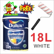 ( PROMOSI )18L / WHITE / ICI DULUX Weathershield Exterior Paint ( FREE 7" ROLLER SET ) Weather Shiel