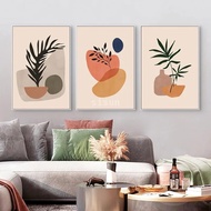 Boho Minimalist Nordic Abstract Plant Leaves Canvas Wall Art Vintage Print for Living Room Decoration