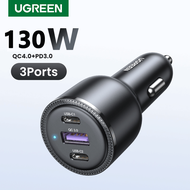 Ugreen 130W ระบบชาร์จเร็วในรถยนต์ค่าโทรศัพท์ USB Type C ที่ชาร์จเร็ว24Rfrparbxu สำหรับ iPhone 14 13