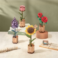 new Robotime Rowood Wooden Flower Bouquet 3D Wooden Puzzle Wood Crafts Kits for Adults Home Decor