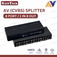 GainTech AV CVBS Splitter 8 Port (1 In 8 Out) Audio Video RCA Splitter 4K