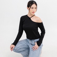 EVELYN ASYMMETRICAL TOP - Elegant Asymmetrical Women's Rib Knit Top