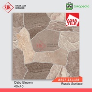 Keramik Lantai Kasar WC Teras Asia Tile - Oslo Brown/Grey 40x40 KW1
