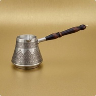 Turkish Cezve Handmade Copper Cezve Pot Turkish Coffee Pot Silver Finish Kitchenware Double-Layered