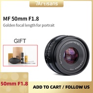 7Artisans 7 aritsans 50mm f1.8 Large Aperture Portrait MF Prime Lenses Fit For Canon EOS-M M50 M100/Sony E A7/Fuji FX/M4/3 mount