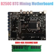 【LPZ】-B250C BTC Mining Motherboard with DDR4 4G 2666Mhz RAM 12XPCIE to USB3.0 Graphics Card Slot LGA1151 Computer Motherboard