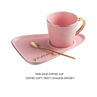 Gold Rim ceramic Coffee mug tumbler Tea Cup and Saucer Set porcelain gold spoon mugs cute dessert cups bone china tea sets