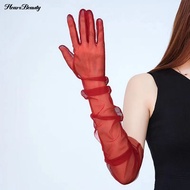 1920s Dance Gloves Elegant Tulle Gloves Elegant Long Sheer Gloves for 1920s Dance Party Wedding Cost