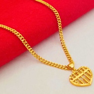 Rantai Leher Loket Sempoa Rantai Emas Korea Emas Bangkok Cop 916 Gold Necklace Abacus Pendant 算盘项链