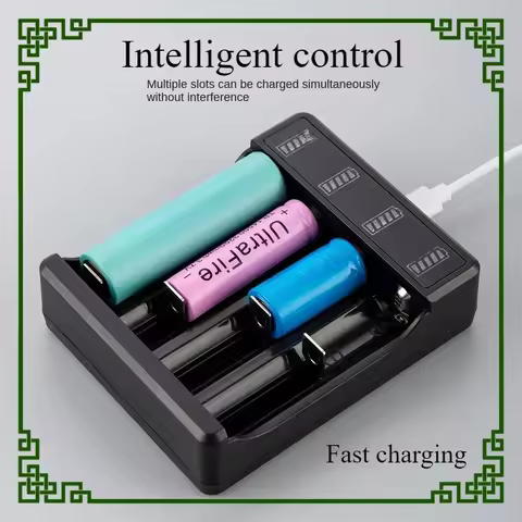 Universal Battery Charger With LED Indicator Cable 3.7V Smart Quick Rechargeable Lithium Battery Cha