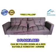 6 Ft Foldable Sofa Bed [FREE 2 PILLOW] 2 to 3 Seater/ Space saving Multi-functional Furnitures