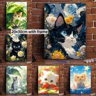 DROFE/20×30cm with frame/paint by number/cat/diy painting/painting by numbers/number painting/cartoo