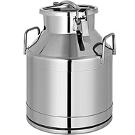Mophorn 304 Stainless Steel Milk Can 20 Liter Milk Bucket Wine Pail Bucket 5.25 Gallon Milk Can Tote Jug with Sealed Lid Heavy Duty for Milk and Wine Liquid Storage