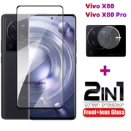 2 IN 1ฟิล์มกันรอยโทรศัพท์สำหรับ Vivo X70 X80 Pro Plus X80Pro + X70Pro + คลุมทั้งหมดกาวใสกระจกนิรภัยฟ