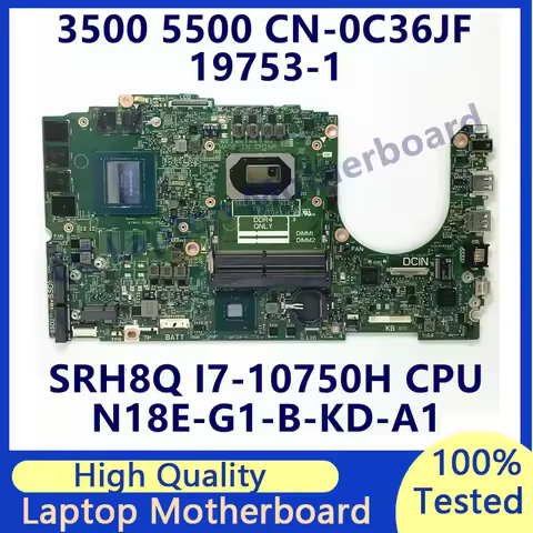CN-0C36JF 0C36JF C36JF Mainboard FOR DELL 3500 5500 Laptop Motherboard W/SRH8Q I7-10750H CPU RTX2060