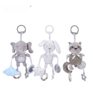Cartoon Animal Musical Teething Pendant with BB Sound Baby Toy Gray Animal Car Hanging Toy