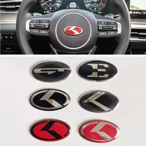 3D Aluminium Car Steering Wheel Center Emblem Badge Sticker Decal For KIA K2 K3 K5 KX5 GT Forte Rio 