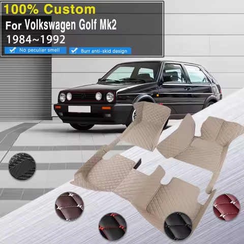 Best Car Carpet Floor Mats For Volkswagen Golf Mk2 19E 1984 1985 1986~1992 2door Leather PadsCar Flo