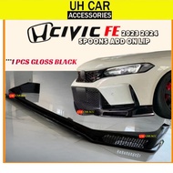 HONDA CIVIC FE 2022 2023 2024 SPOONS FRONT DIFFUSER LIP CIVIC FE LIPS 1PC GLOSS BLACK