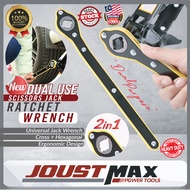 2in1 Scissor Jack Ratchet Wrench Universal Cross Hexagonal Dual Use Spanner Scissor Jack Spanar Jek Tukar Tayar Kereta